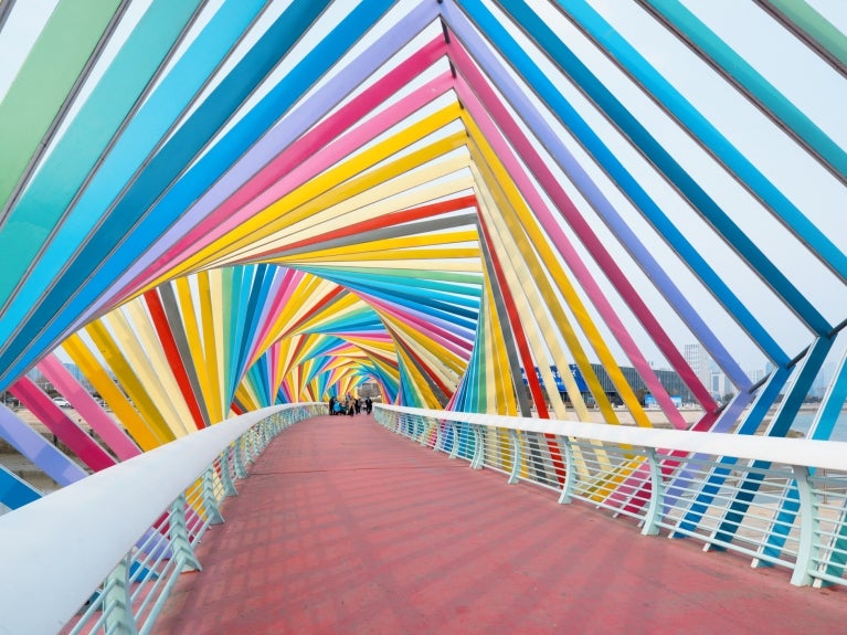 Colorful bridge in the daylight