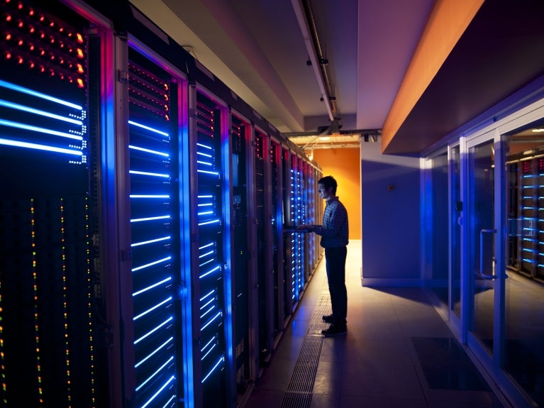image of man in server room