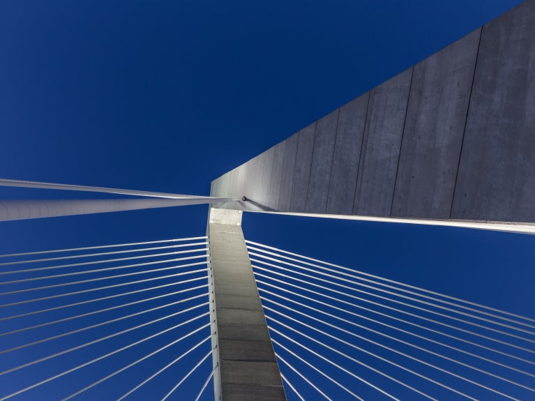 Governance/Risk Management allusion, abstract view of bridge supports