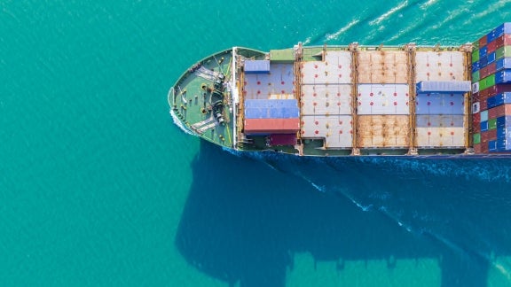 Ship with shipping containers