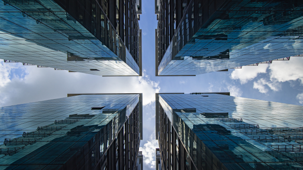 Abstract view of buildings from the ground