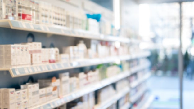 Packaged products on a shelf